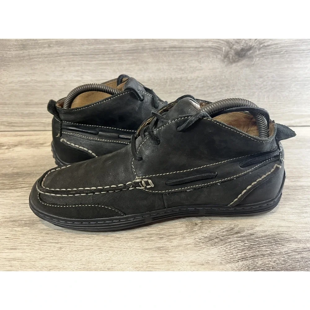 Sperry Top Sider Black Leather Chukka Boot Shoes Size 7 M Fisherman Grandpa Gorp
